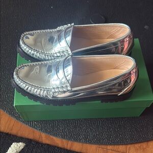 JCrew  Winona Silver Metallic Loafers 8.5